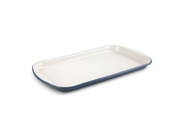 Ibili Vintage Serving Tray 36×21 cm – White & Petrol