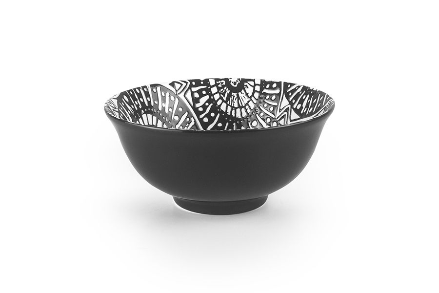 Ibili Rebun 16cm Ceramic Bowl - Black & White | Stylish & Durable Ibili Rebun 16cm Ceramic Bowl - Black & White | Stylish & Durable