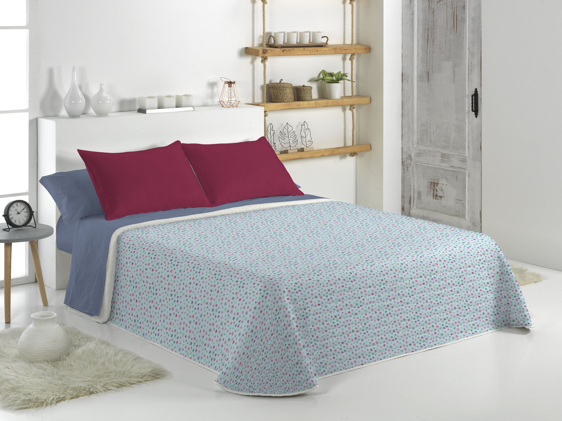 Canete Floweret Summer Bedspread Single & Half - Turquoise | Fresh & Light