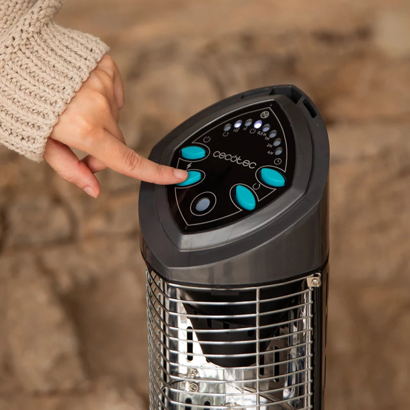 Cecotec ReadyWarm 1000 Power Tower Outdoor Heater - 1000W Halogen, IP55 Waterproof, Oscillation & Remote Control