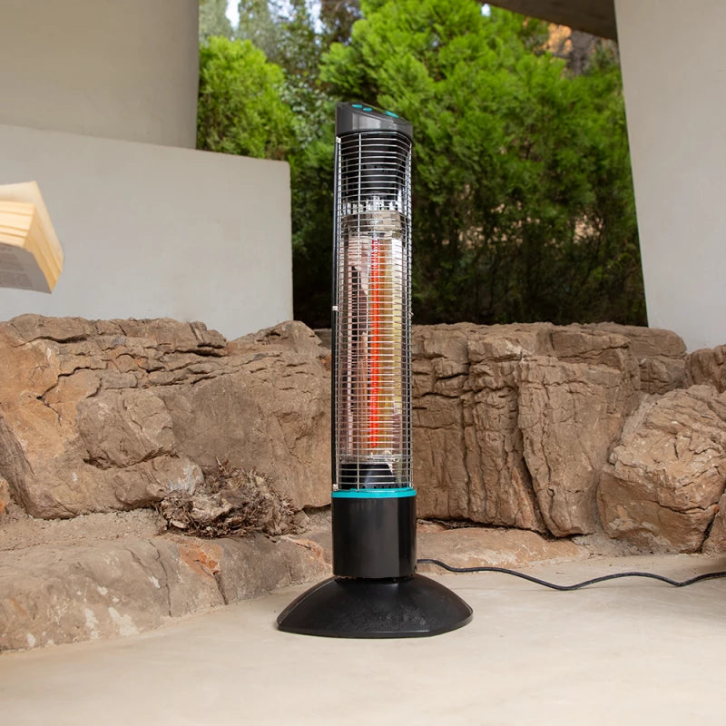 Cecotec ReadyWarm 1000 Power Tower Outdoor Heater - 1000W Halogen, IP55 Waterproof, Oscillation & Remote Control