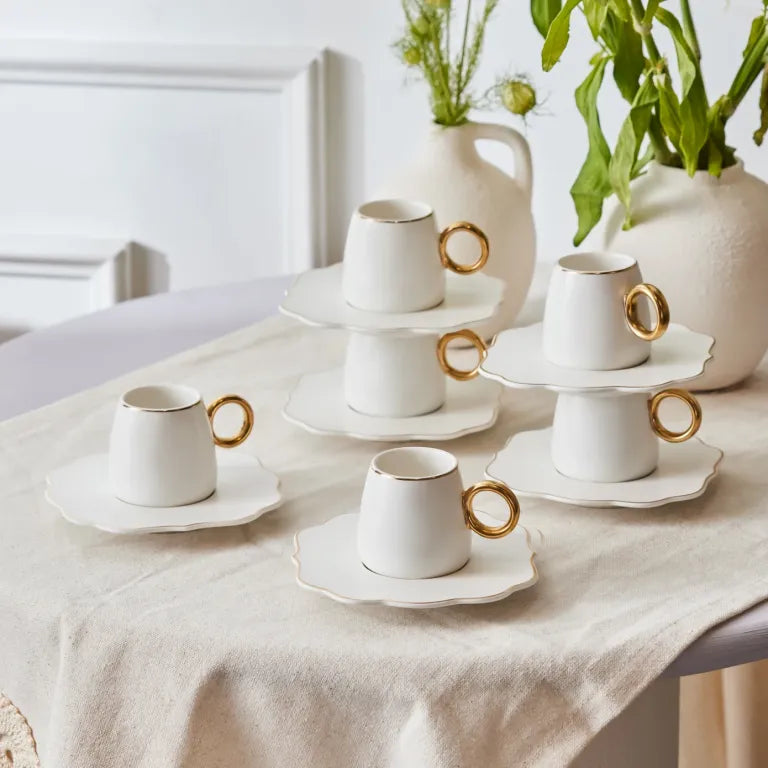 Karaca Oya 6-Piece Coffee Cup Set – 75ml Elegant Karaca Oya 6-Piece Coffee Cup Set – 75ml Elegant