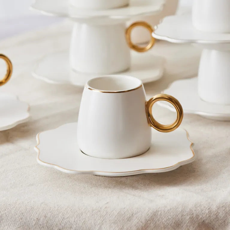 Karaca Oya 6-Piece Coffee Cup Set – 75ml Elegant Karaca Oya 6-Piece Coffee Cup Set – 75ml Elegant