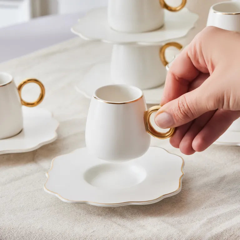 Karaca Oya 6-Piece Coffee Cup Set – 75ml Elegant Karaca Oya 6-Piece Coffee Cup Set – 75ml Elegant