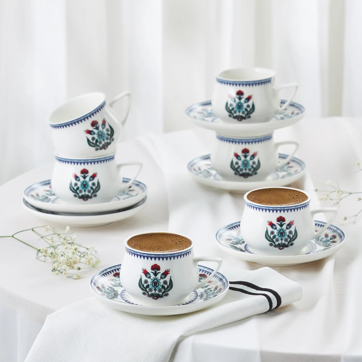 KARACA ÇİNİ Coffee Cup Set 90 ml – 6 Ottoman Style KARACA ÇİNİ Coffee Cup Set 90 ml – 6 Ottoman Style