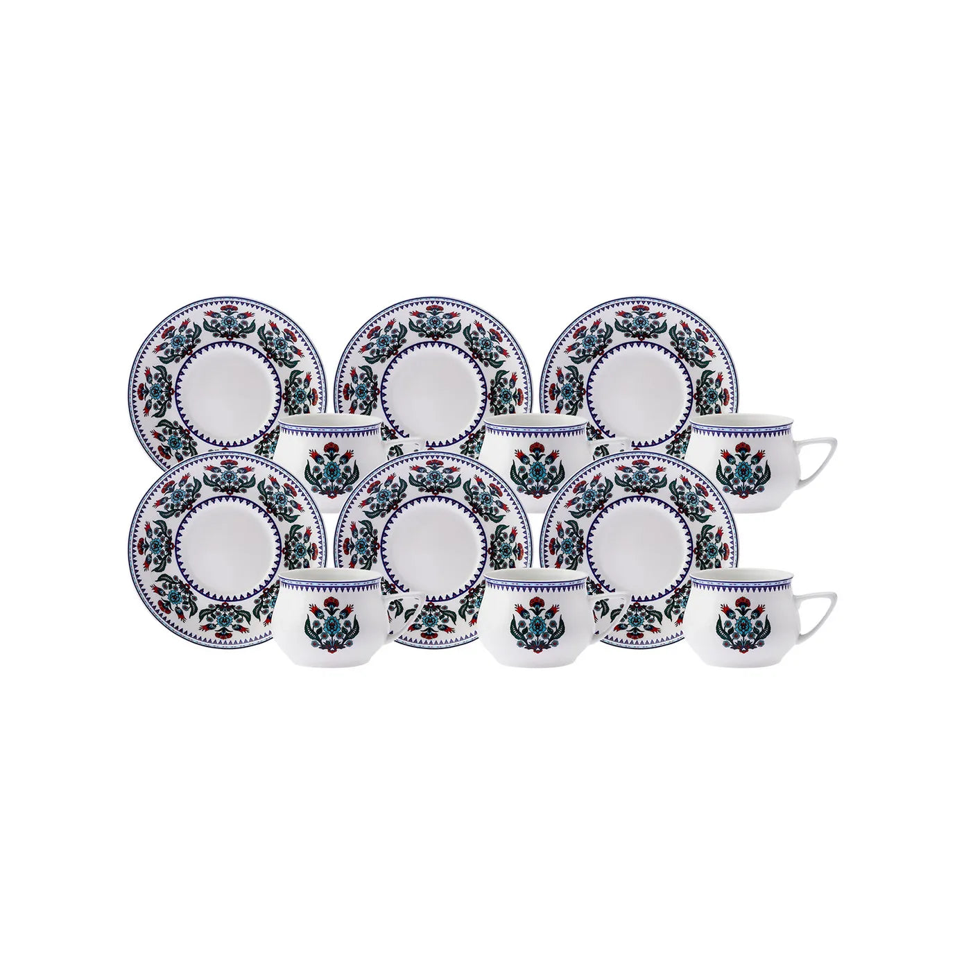 KARACA ÇİNİ Coffee Cup Set 90 ml – 6 Ottoman Style KARACA ÇİNİ Coffee Cup Set 90 ml – 6 Ottoman Style