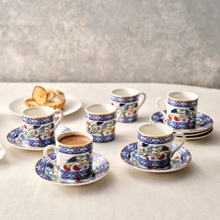 Karaca Rumeli 6 Coffee Cups Blue 80ml Set Karaca Rumeli 6 Coffee Cups Blue 80ml Set
