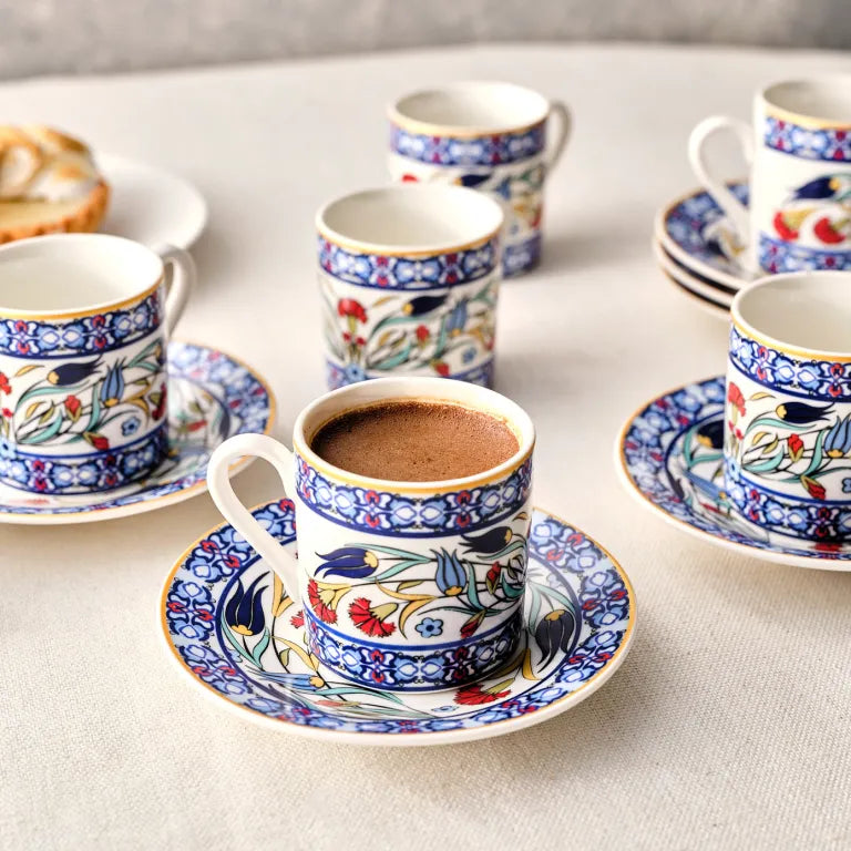 Karaca Rumeli 6 Coffee Cups Blue 80ml Set Karaca Rumeli 6 Coffee Cups Blue 80ml Set
