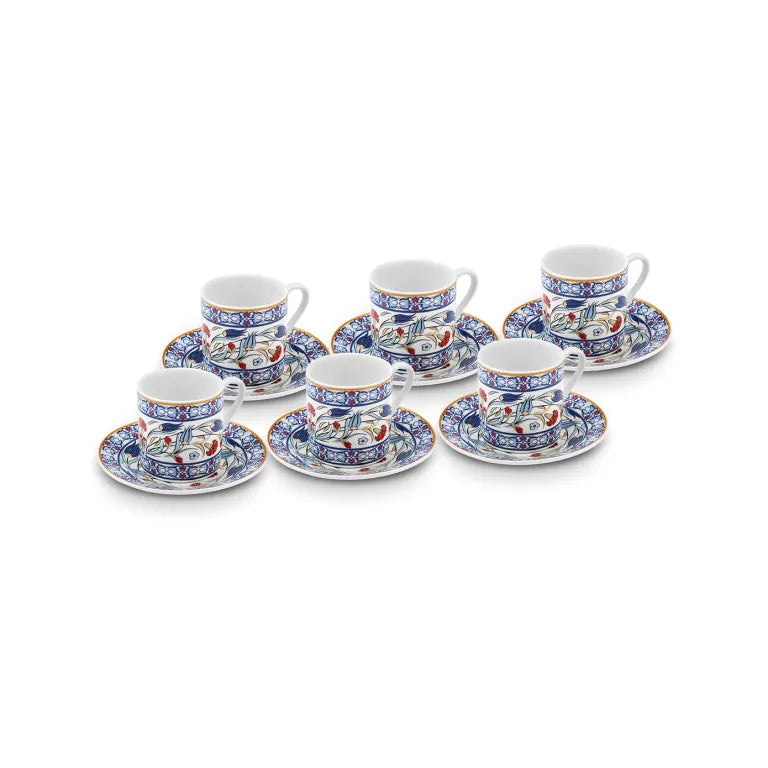 Karaca Rumeli 6 Coffee Cups Blue 80ml Set Karaca Rumeli 6 Coffee Cups Blue 80ml Set