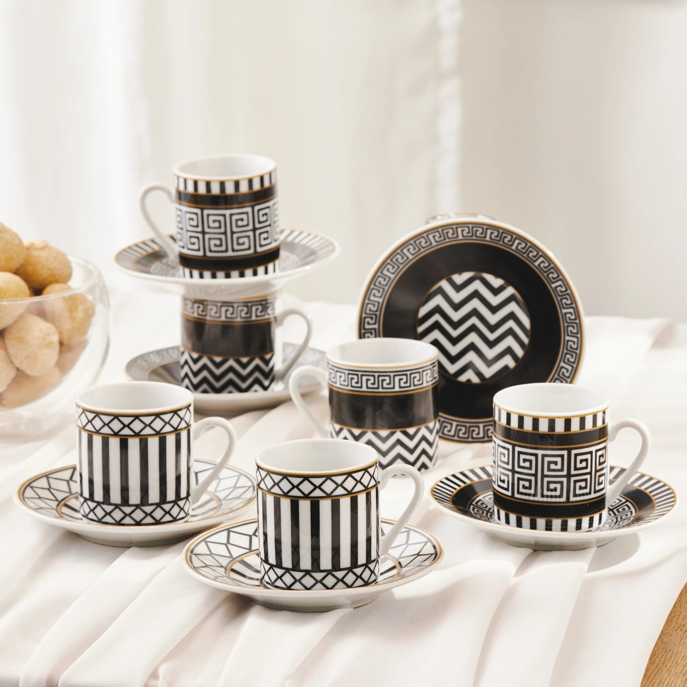 Karaca Helen 6-Piece 80ml Coffee Cup Set Karaca Helen 6-Piece 80ml Coffee Cup Set