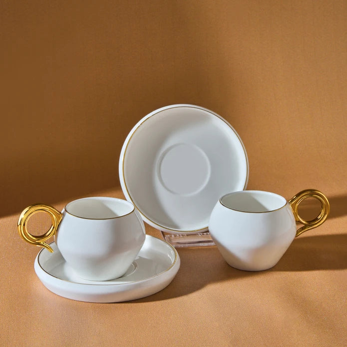 Karaca Venüs Gold Coffee Cup Set for 2, 135ml Karaca Venüs Gold Coffee Cup Set for 2, 135ml