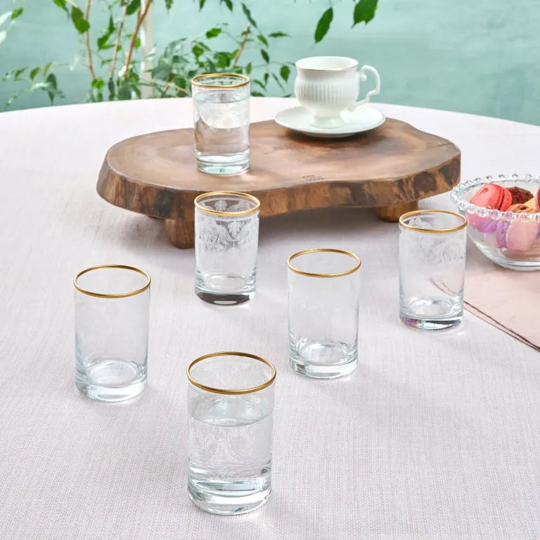 KARACA DERIN 6-Piece Coffee Side Glass Set – Gold KARACA DERIN 6-Piece Coffee Side Glass Set – Gold