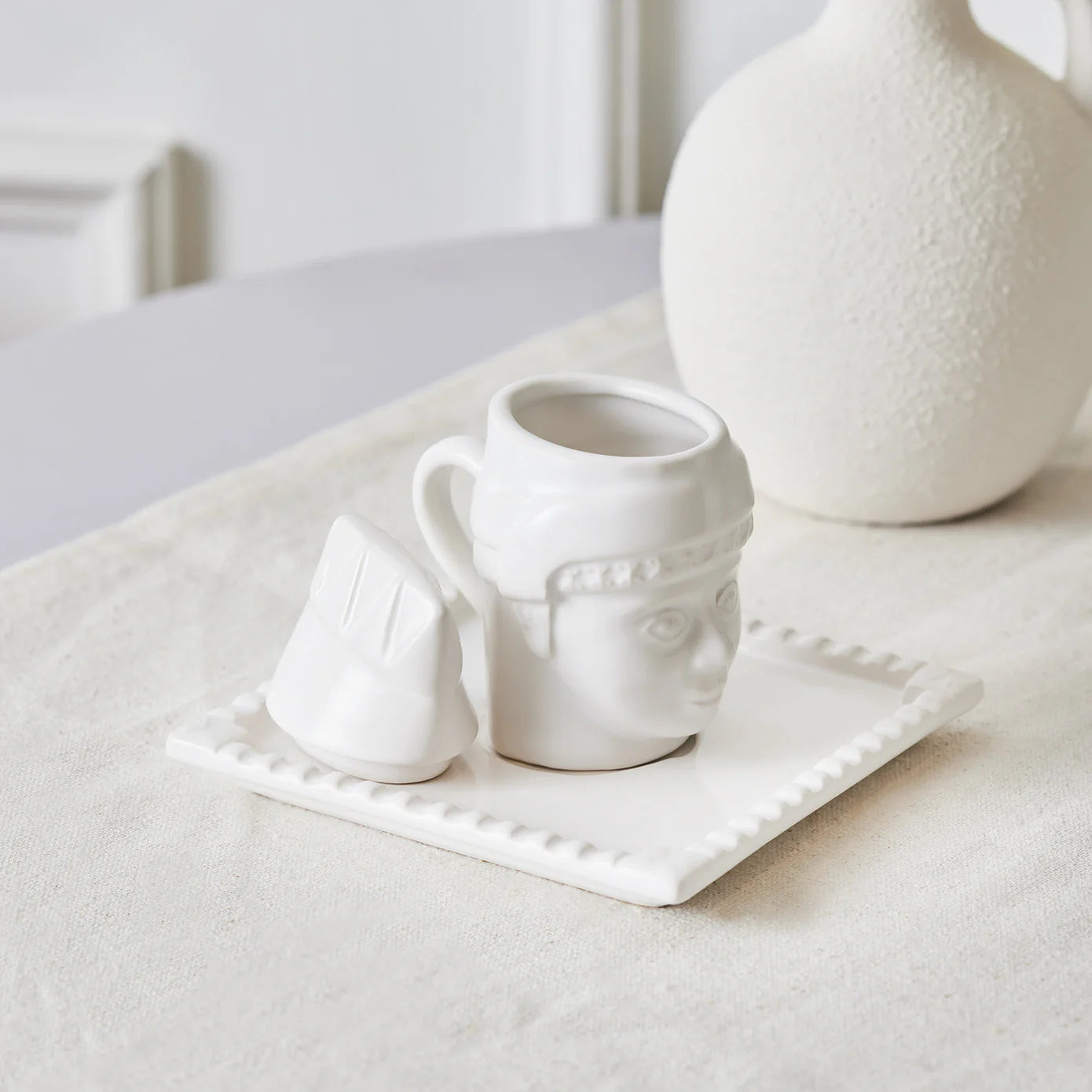 Karaca Nemrut 6-Piece Turkish Coffee Set 80ml White Ceramic Karaca Nemrut 6-Piece Turkish Coffee Set 80ml White Ceramic