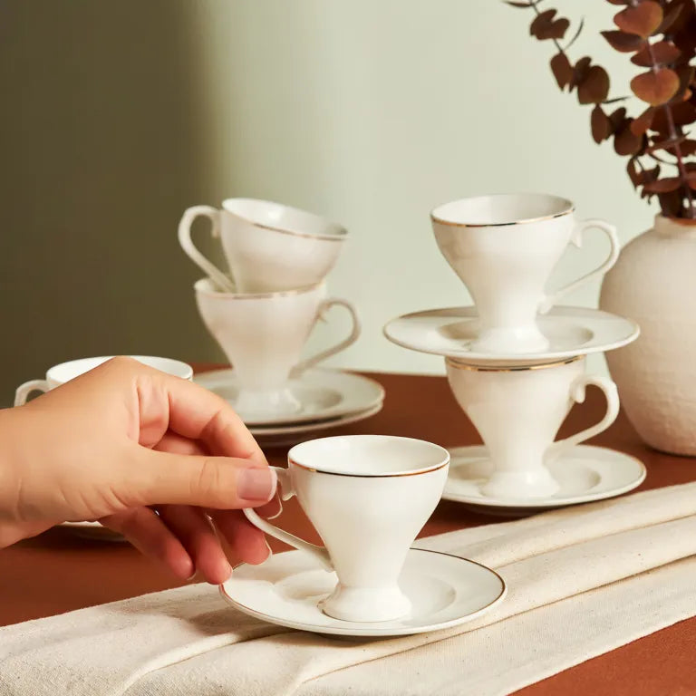 Karaca Biga 6-Piece 90ml Coffee Cup Set Karaca Biga 6-Piece 90ml Coffee Cup Set