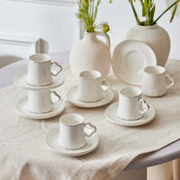 Karaca Volga White 6-Person Coffee Set, 80ml
