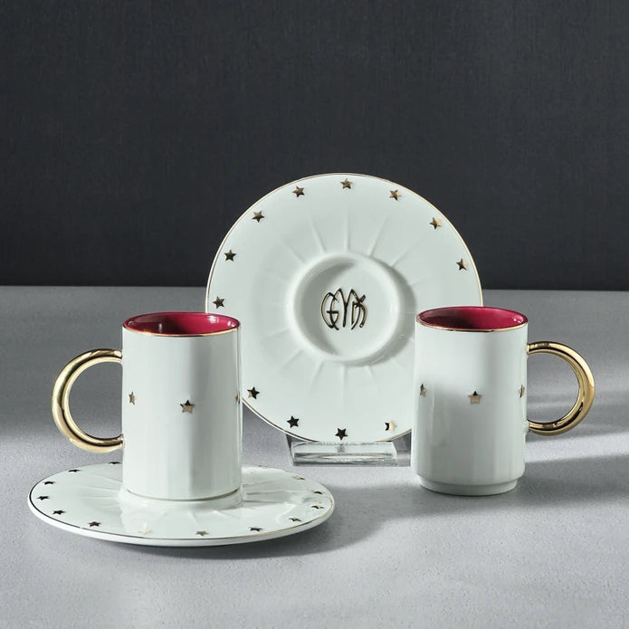 Karaca Cumhuriyet Espresso Set for 2, Elegant Design Karaca Cumhuriyet Espresso Set for 2, Elegant Design