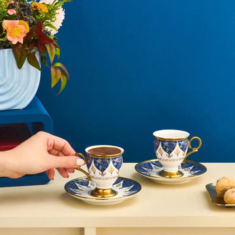 Karaca Merve Blue Coffee Set for 2, 100ml Karaca Merve Blue Coffee Set for 2, 100ml