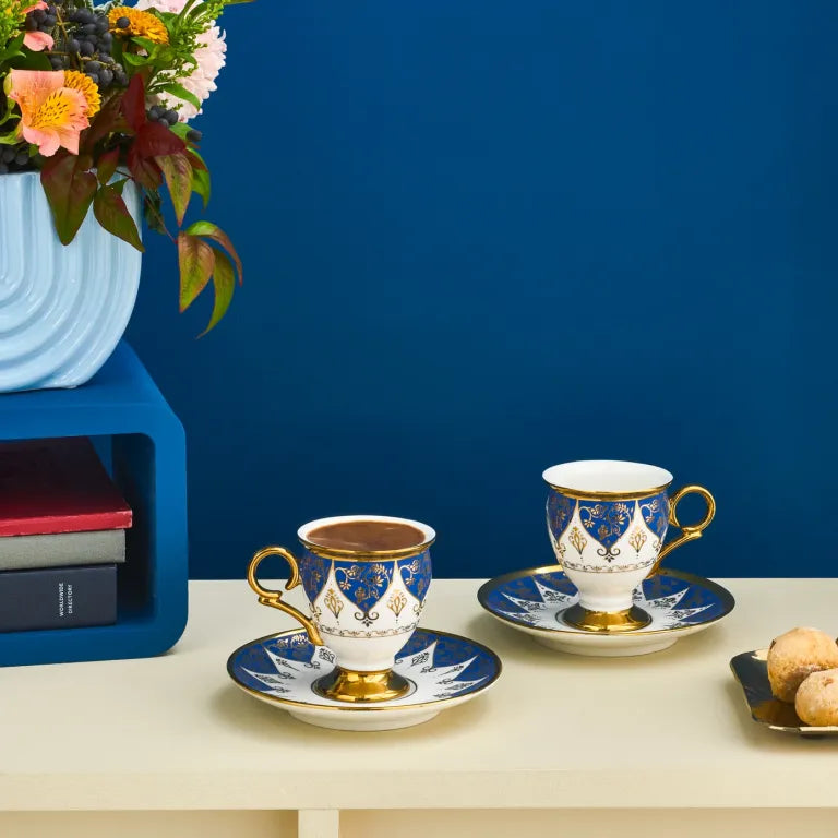 Karaca Merve Blue Coffee Set for 2, 100ml Karaca Merve Blue Coffee Set for 2, 100ml