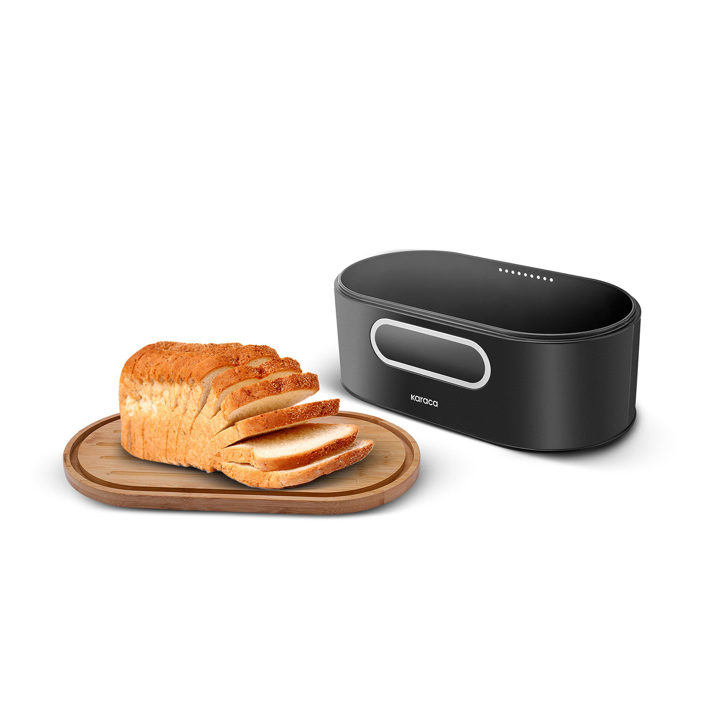 KARACA Stream 2in1 Bread Box & Cutting Board – Black Design KARACA Stream 2in1 Bread Box & Cutting Board – Black Design