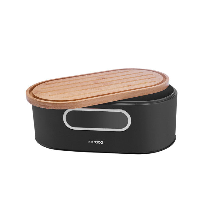 KARACA Stream 2in1 Bread Box & Cutting Board – Black Design KARACA Stream 2in1 Bread Box & Cutting Board – Black Design