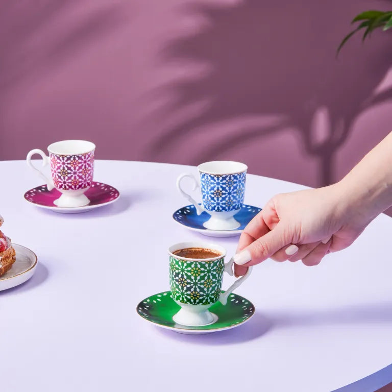 Karaca Ruby Coffee Set for 6 – Multicolor Elegance Karaca Ruby Coffee Set for 6 – Multicolor Elegance
