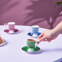 طقم قهوة كاراجا روبي ٦ أشخاص – تصميم ملون فاخر