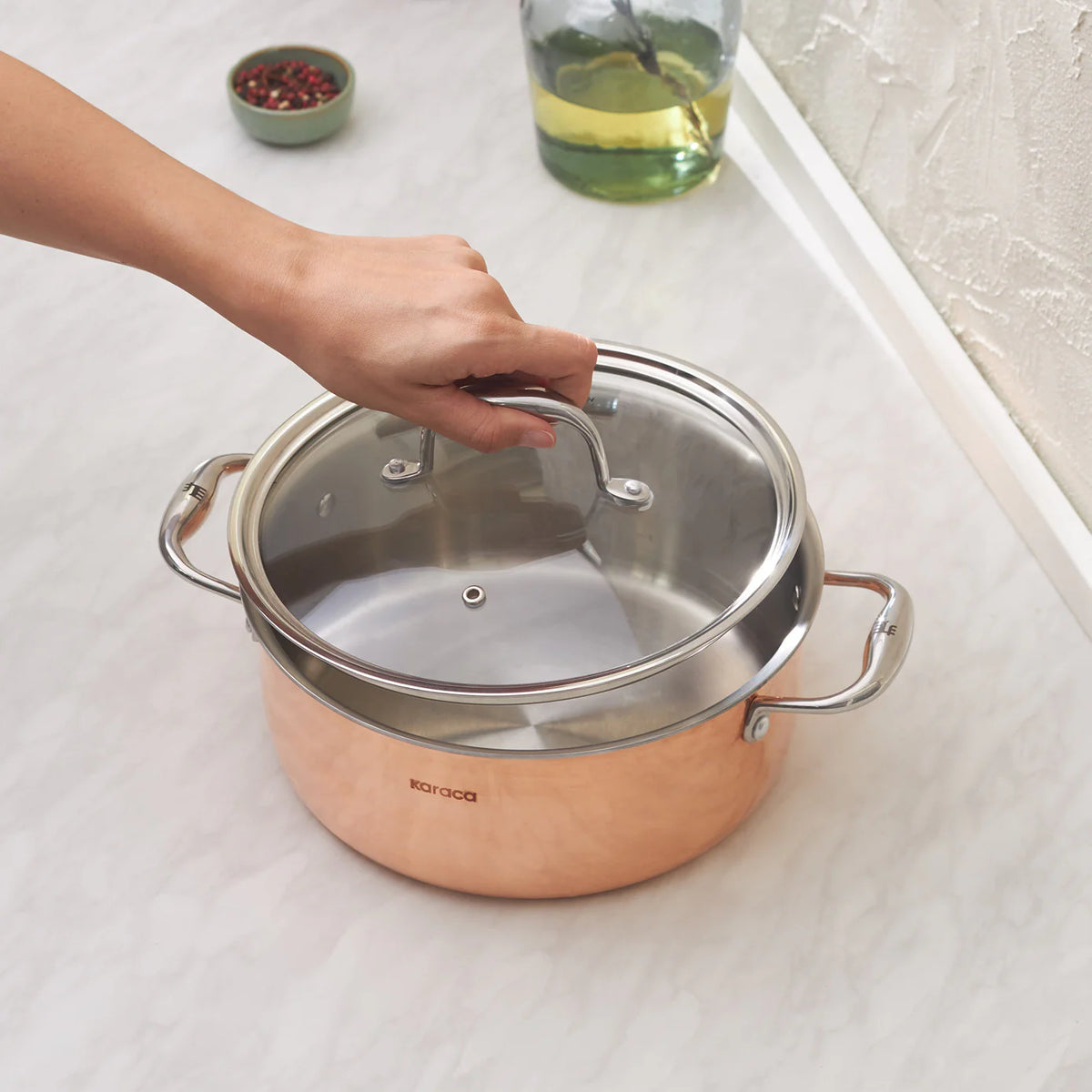 KARACA 3Ply PowerSteel Copper Stockpot with Lid, 4.6L KARACA 3Ply PowerSteel Copper Stockpot with Lid, 4.6L