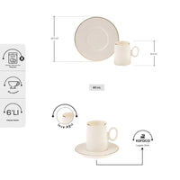 KARACA SNOW, White Coffee Cup Set for 6 – Elegant & Simple