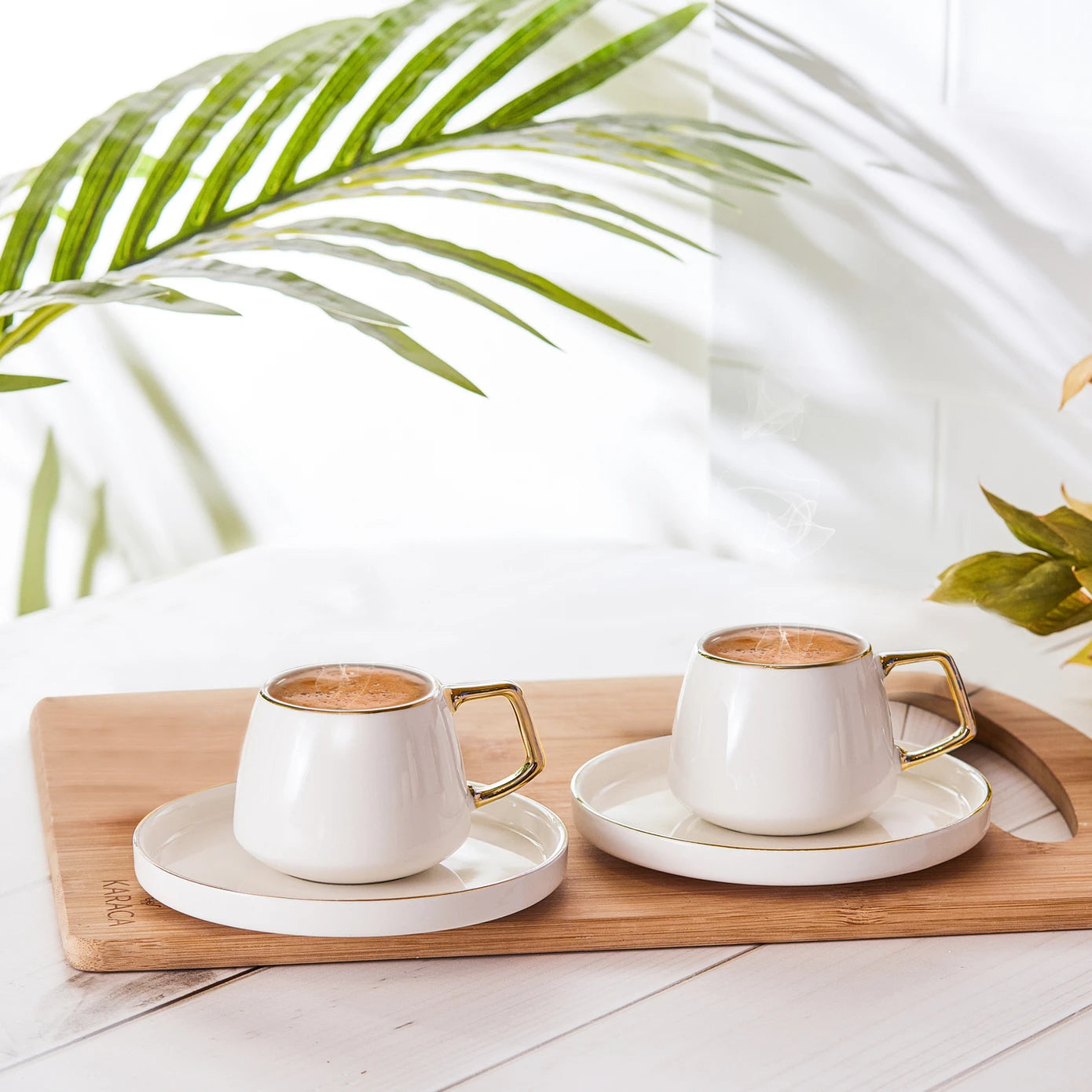 Karaca Streamline Saturn 2-Person Gold Coffee Set Karaca Streamline Saturn 2-Person Gold Coffee Set