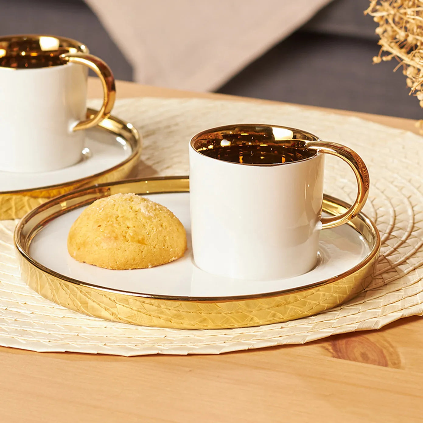 KARACA LEVİN 2-Person White Coffee Cup Set – Elegant KARACA LEVİN 2-Person White Coffee Cup Set – Elegant