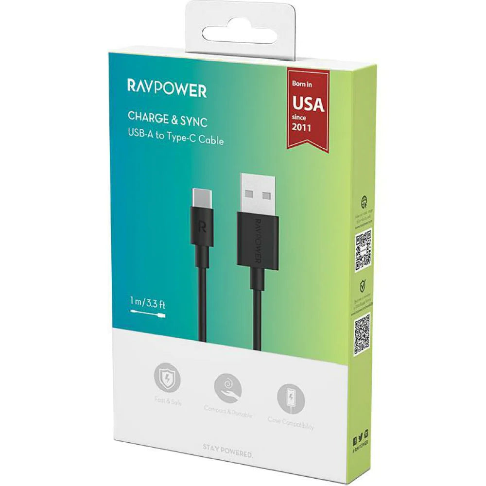 RAVPower Cable USB to Type C 1M TPE - Black