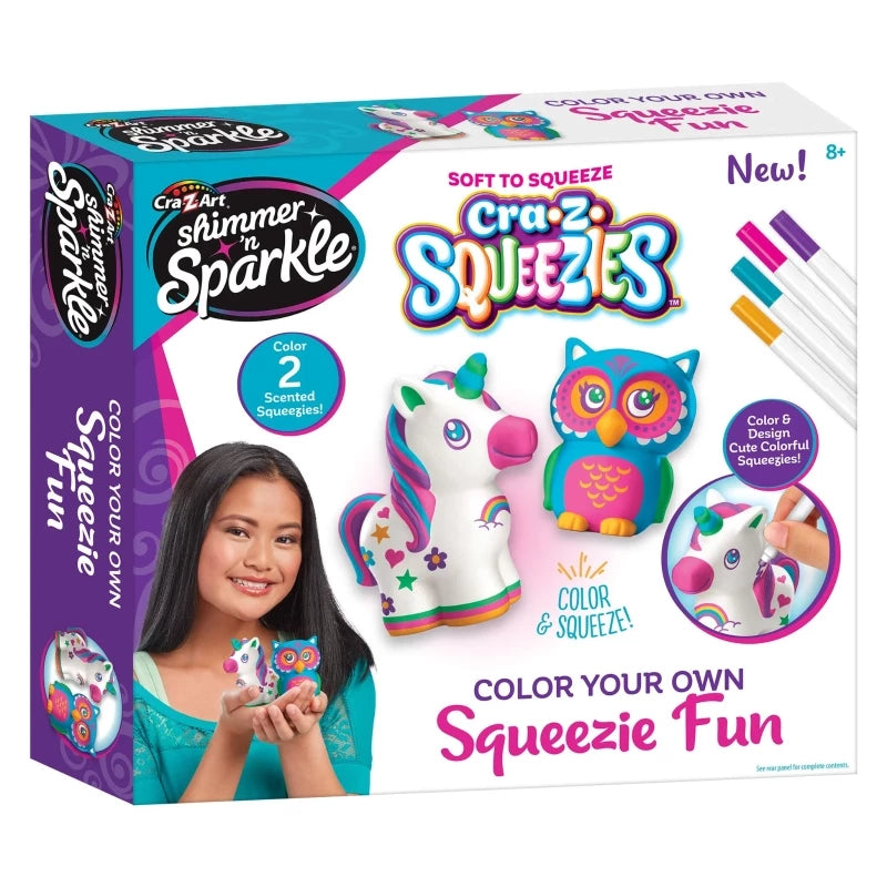 Shimmer n Sparkle Color Your Own Squeezie Fun | Scented Slow-Rise Squeezies Pack of 2