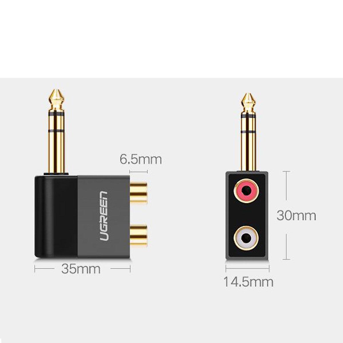 UGREEN 6.35mm Male to 2RCA Female Adapter - Black