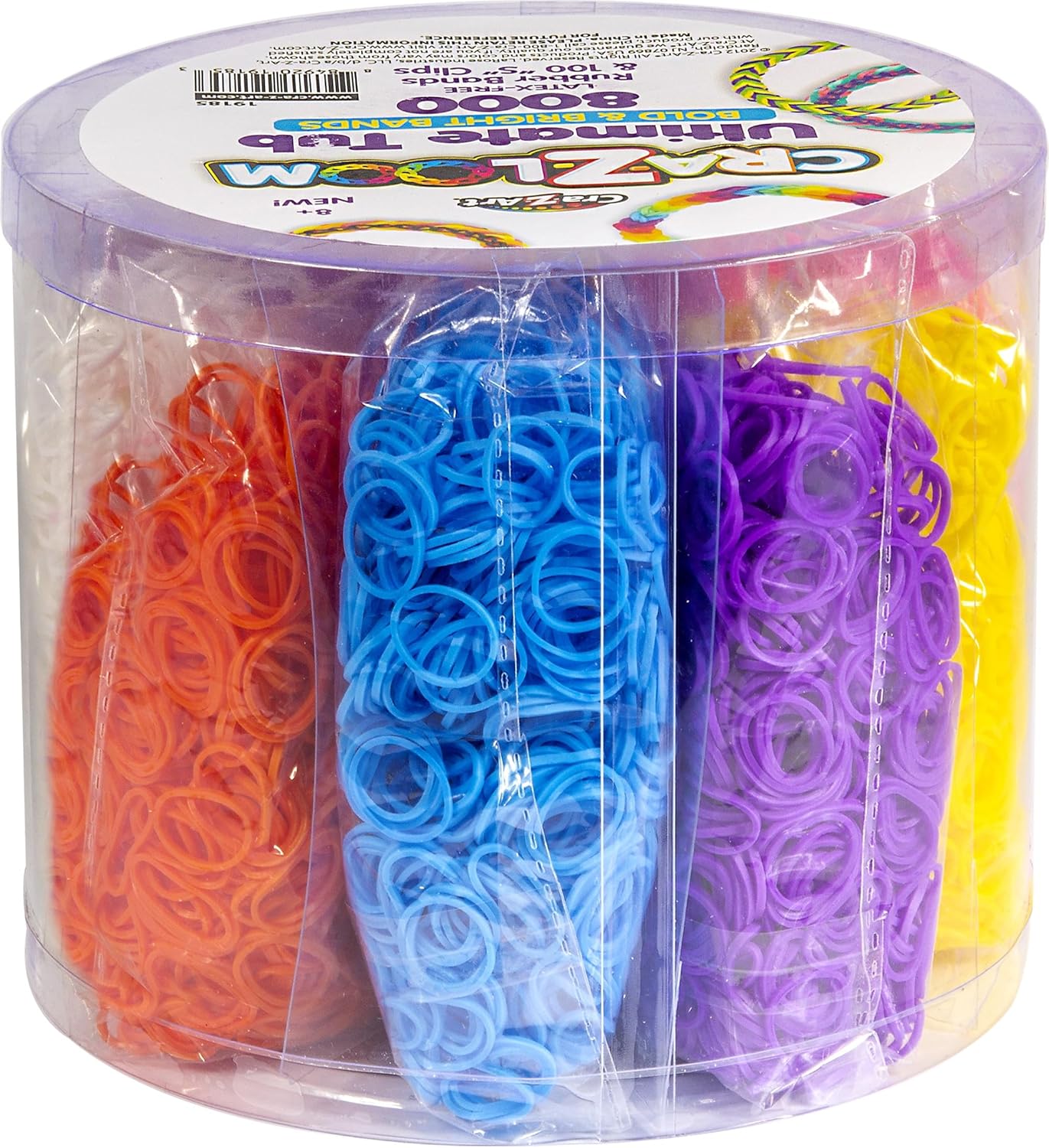 حوض Cra-Z-Loom Ultimate: 8000 شريط مطاطي و100 مشبك S
