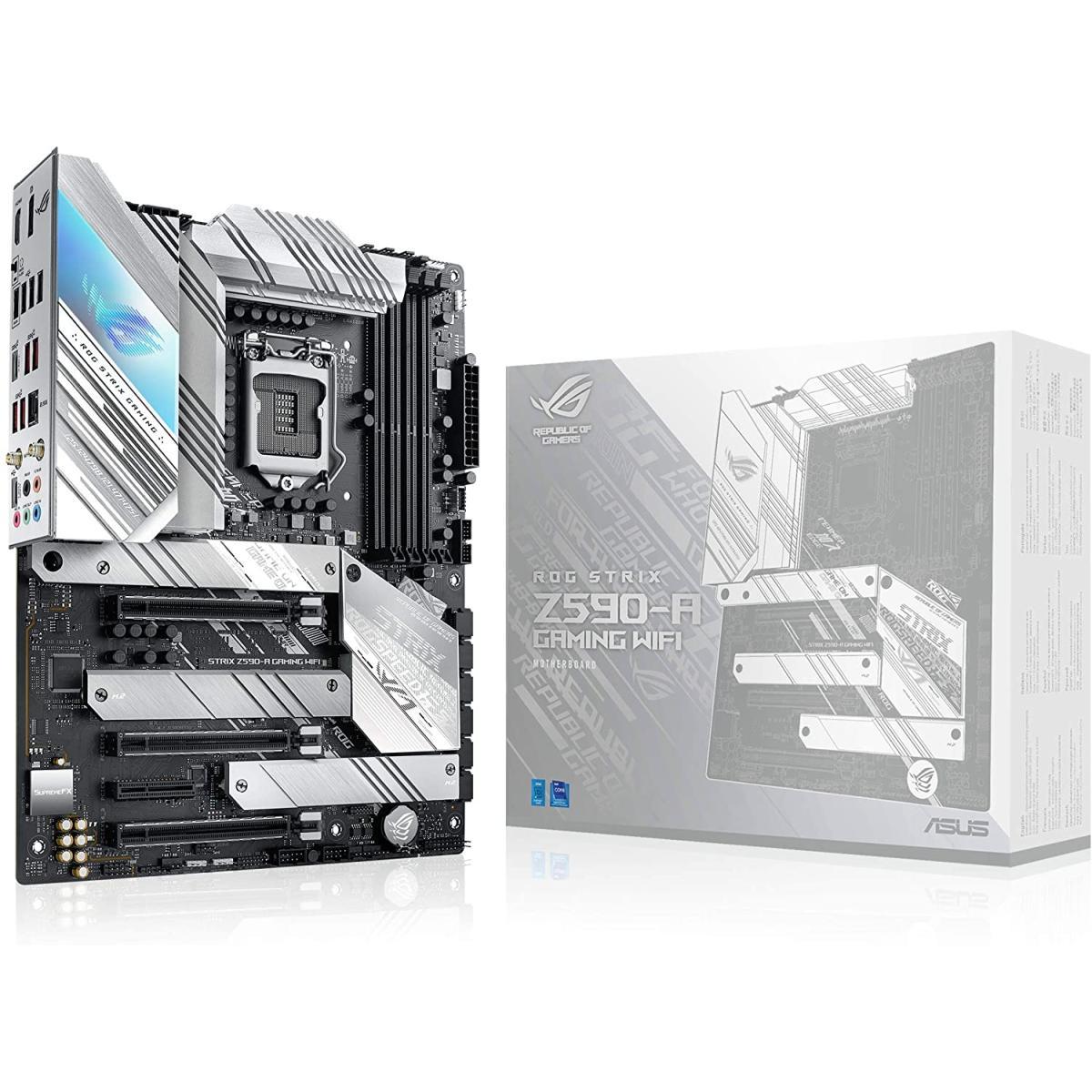 لوحة أم للألعاب ASUS ROG STRIX Z590-A WiFi 6 LGA1200 (Intel 11th/10thGen) ATX White Scheme PCIe 4.0، 2.5Gb LAN