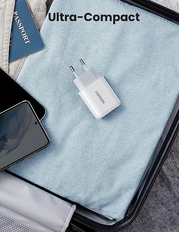 شاحن يو إس بي سريع من يوجرين CD122QC3.0 للاتحاد الأوروبي - أبيض 