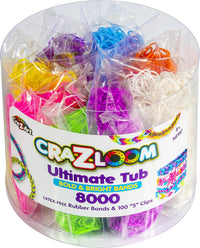 حوض Cra-Z-Loom Ultimate: 8000 شريط مطاطي و100 مشبك S

