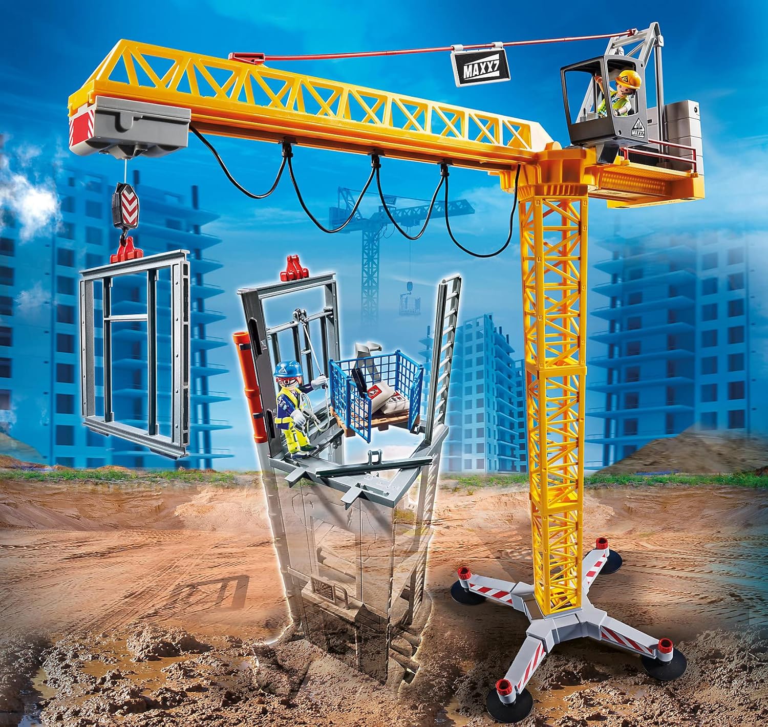 PLAYMOBIL RC Crane with Building Section - Remote-Controlled Toy PLAYMOBIL RC Crane with Building Section - Remote-Controlled Toy
