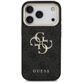 جراب GUESS MagSafe 4G من الجلد الصناعي لهاتف لايفون 17 برو - أسود