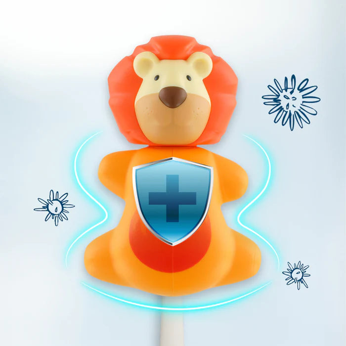 غطاء فرشاة Flipper للأطفال مع حامل شفط - تصميم أسد