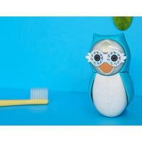 Flipper Kids Hygienic Toothbrush Holder with 1-Minute Timer - Owl Design (Blue)
