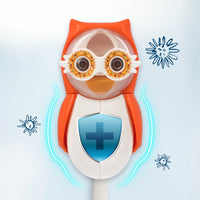 Flipper Kids Hygienic Toothbrush Holder with 1-Minute Timer - Owl Shape (Orange)