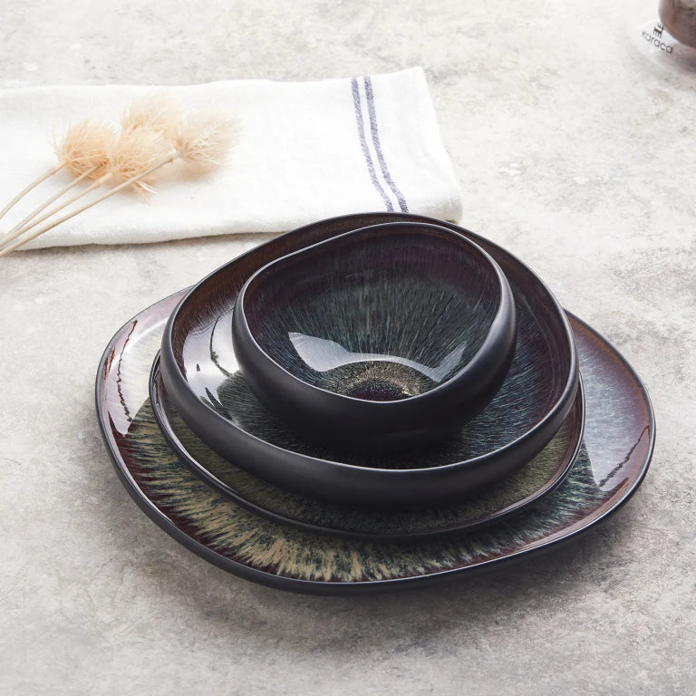 KARACA Black Galactic Pasta Bowl 21 cm – Elegant Glaze KARACA Black Galactic Pasta Bowl 21 cm – Elegant Glaze