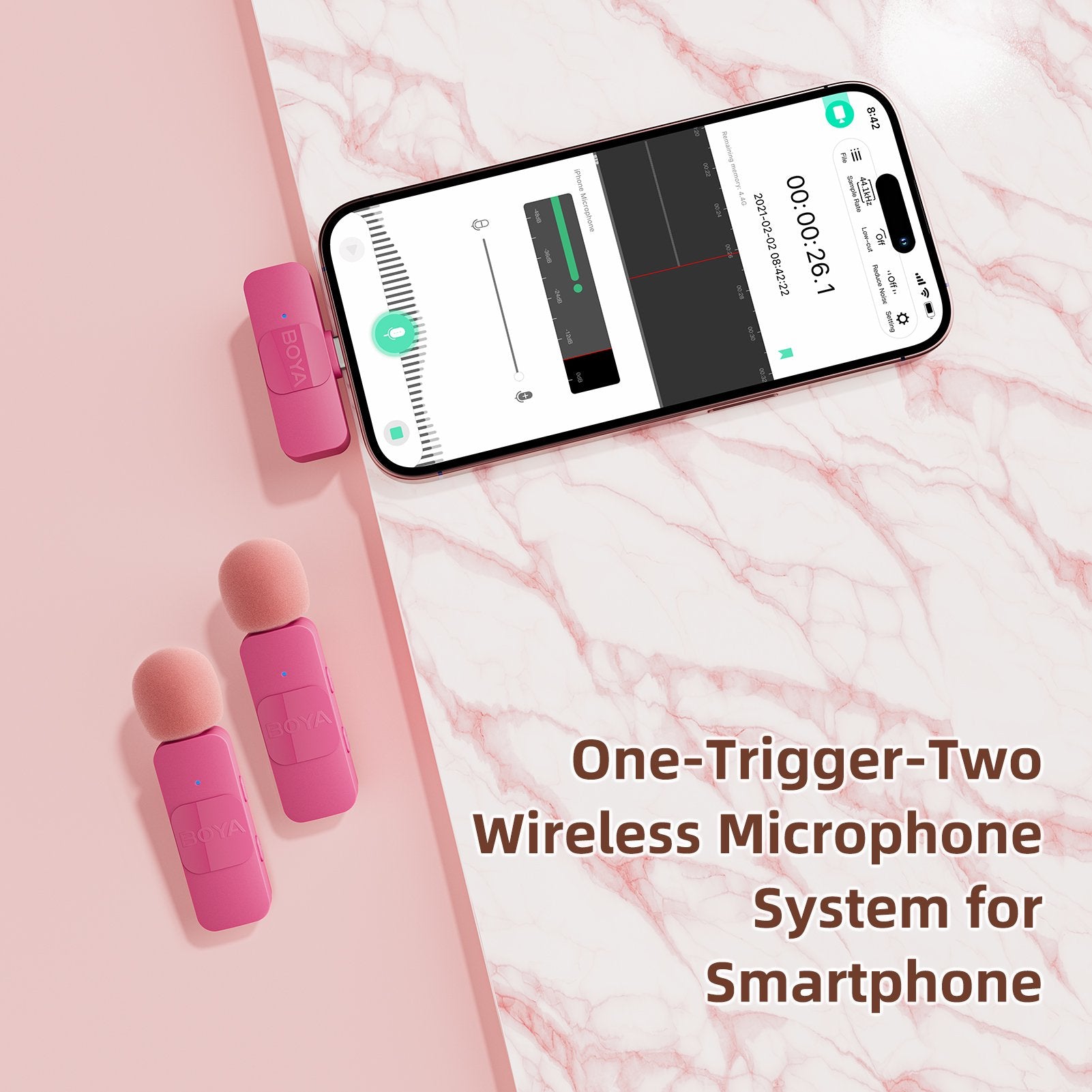 BOYA Ultracompact 2.4GHz Type-C Wireless Microphone System - Pink BOYA Ultracompact 2.4GHz Type-C Wireless Microphone System - Pink
