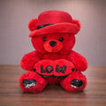 Red Love Teddy Bear with Hat – Plush Bear Holding LOVE Heart