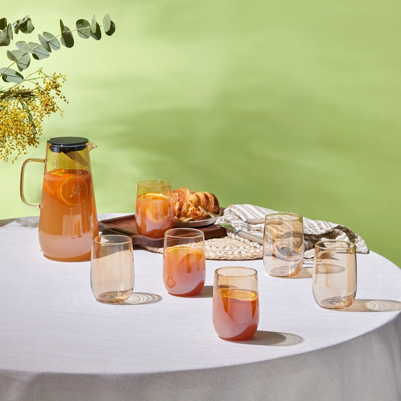 Karaca Parma 7-Piece Pitcher & Tumbler Set, Amber – Elegant Serve Karaca Parma 7-Piece Pitcher & Tumbler Set, Amber – Elegant Serve