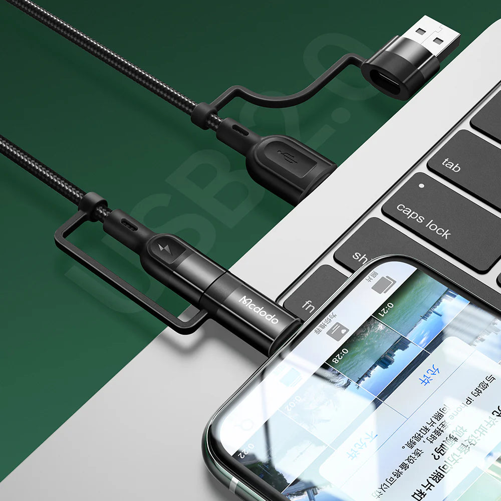 Mcdodo 4 in 1 PD Fast Charge Data Cable 1.2m Multi-Device Use - Black Mcdodo 4 in 1 PD Fast Charge Data Cable 1.2m Multi-Device Use - Black