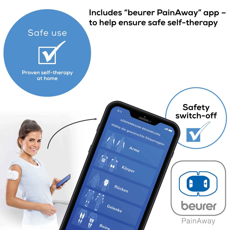 Beurer EM 70 Wireless TENS/EMS Device for Pain Relief & Muscle Stimulation