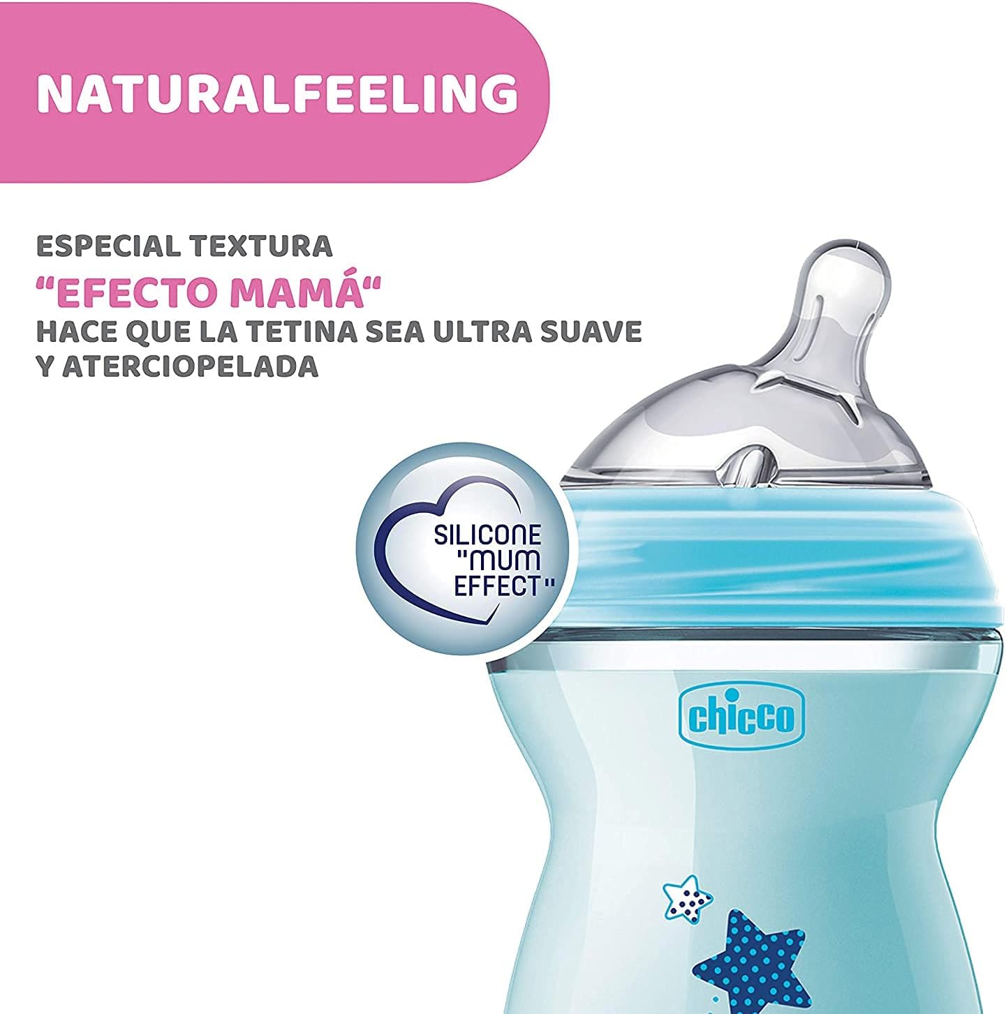 Chicco Natural Feeling Baby Bottle 250ml Anti-Colic 2M+ - Blue Chicco Natural Feeling Baby Bottle 250ml Anti-Colic 2M+ - Blue
