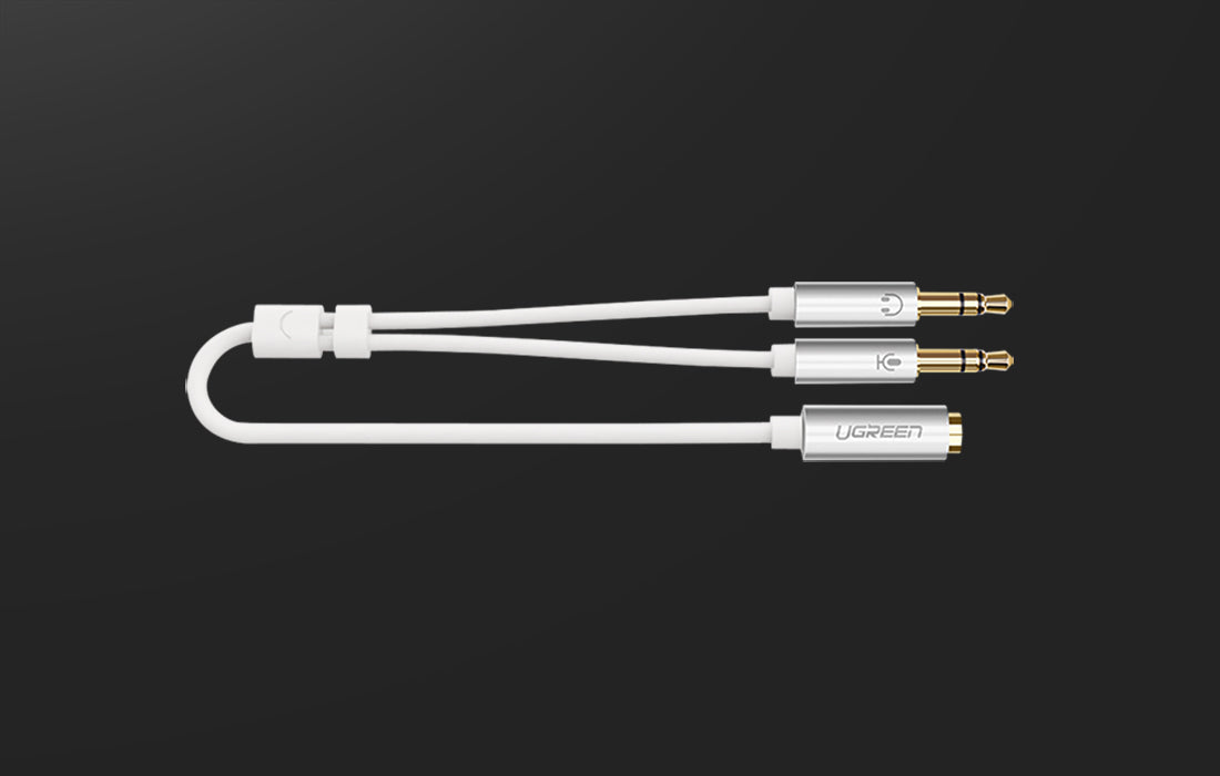 UGREEN 3.5mm Female to 2 Male Cable Aluminum Case - White